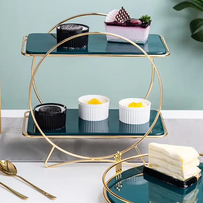 Display Risers Set - Set Penyangga Kue Emas Mewah dengan
